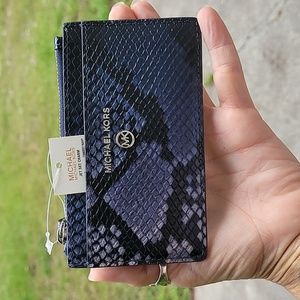 NWT!! MICHAEL KORS JET SET CHARM SLIM CARD CASE SNAKESKIN EMBOSSED LEATHER